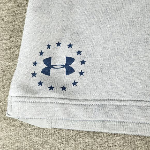 2 Pair Under Armour Shorts sz XL Men Loose Fit Blue White Freedom Spellout 9-10" - Picture 10 of 12